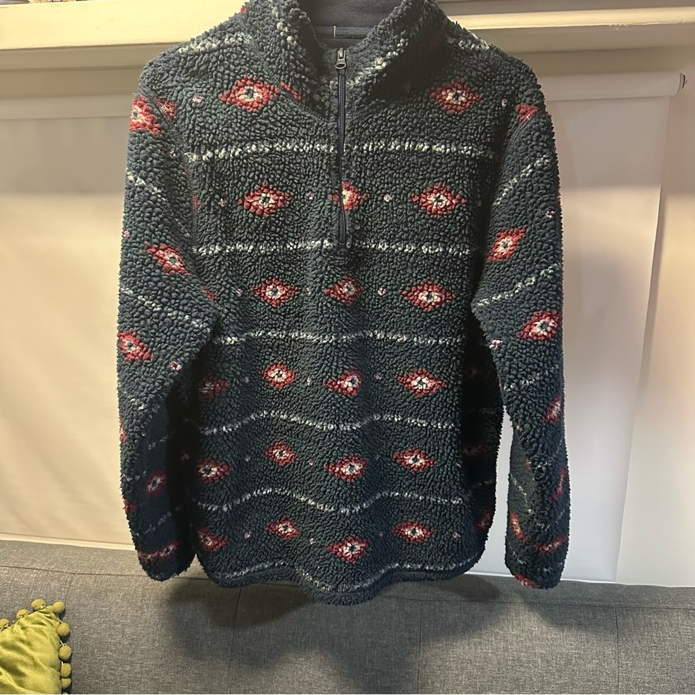 Wrangler Men's Zip Up Sweater in Navy and Red